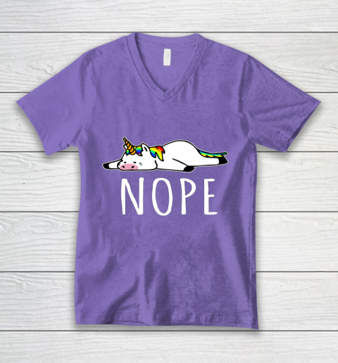 Nope Unicorn T Shirt Nah Not Gonna Do It Funny Lazy Gift V-Neck T-Shirt 8