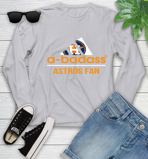 MLB A Badass Houston Astros Fan Adidas Baseball Sports Youth Long Sleeve 5