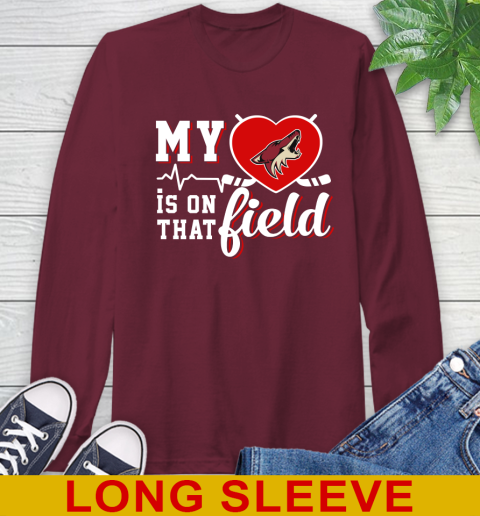 NHL My Heart Is On That Field Hockey Sports Arizona Coyotes Long Sleeve T-Shirt 7