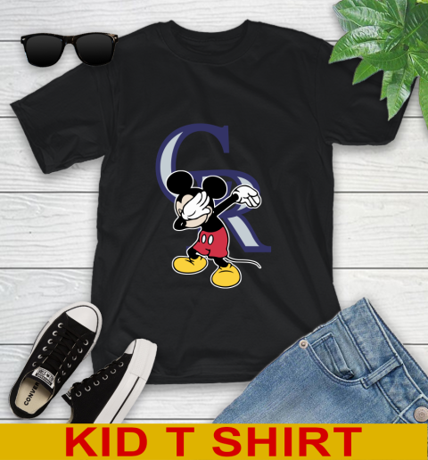 Colorado Rockies MLB Baseball Dabbing Mickey Disney Sports Youth T-Shirt 2