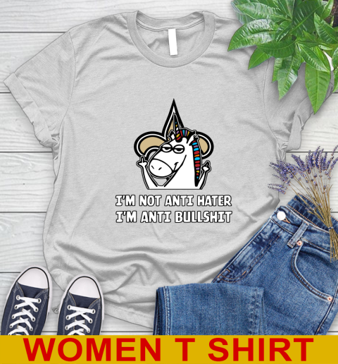 New Orleans Saints NFL Football Unicorn I'm Not Anti Hater I'm Anti Bullshit Women's T-Shirt
