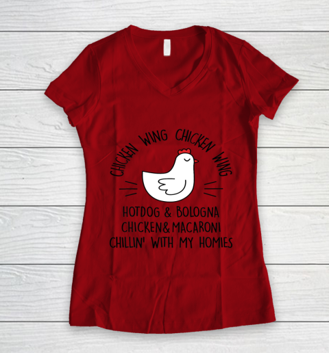 Viral Chicken Wing Chicken Wing Hot Dog Bologna Song Lyric Women's V-Neck T-Shirt 6