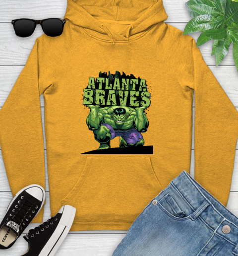 Atlanta Braves MLB Baseball Incredible Hulk Marvel Avengers Sports Youth Hoodie 3