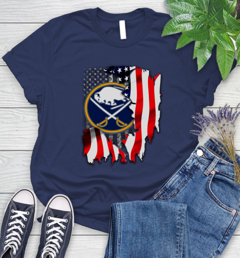 Buffalo Sabres NHL Hockey American Flag Women's T-Shirt 14