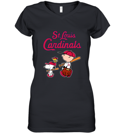 St Louis Cardinals Let's Play Baseball Together Snoopy MLB Women's T-Shirt 