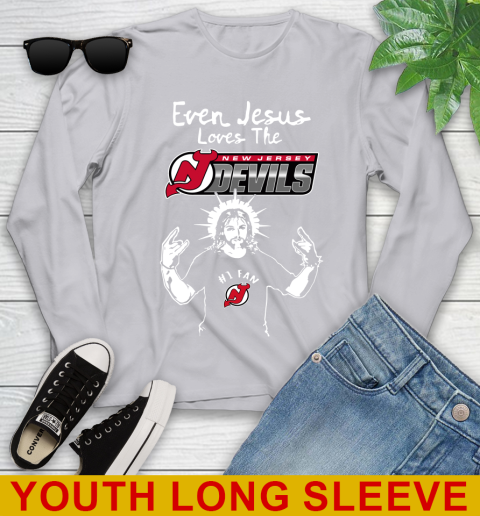 New Jersey Devils NHL Hockey Even Jesus Loves The Devils Shirt Youth Long Sleeve 5
