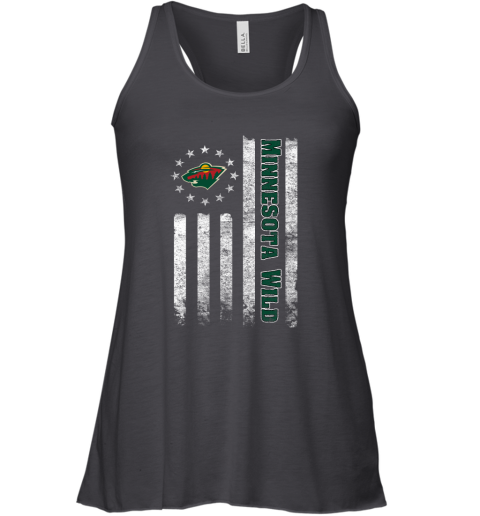 NHL American Flag Hockey Sports Minnesota Wild Racerback Tank