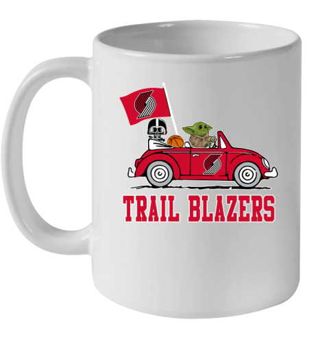 NBA Basketball Portland Trail Blazers Darth Vader Baby Yoda Driving Star Wars Shirt Ceramic Mug 11oz
