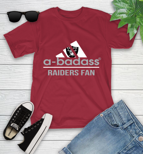 NFL A Badass Oakland Raiders Fan Adidas Football Sports Youth T-Shirt 14