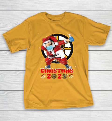 Boston Bruins Funny Santa Claus Dabbing Christmas 2020 NHL T-Shirt 2