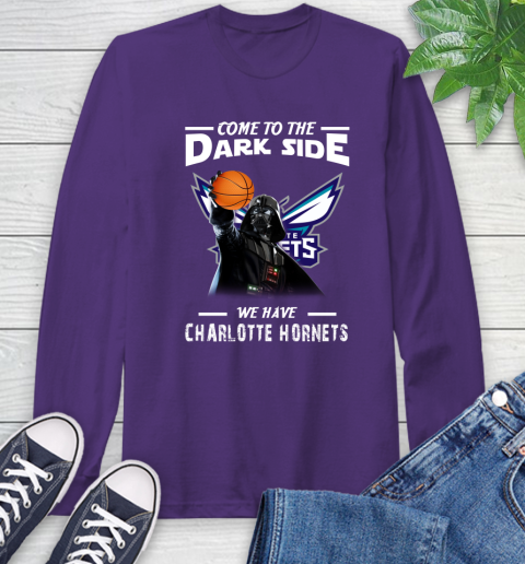 NBA Come To The Dark Side We Have Charlotte Hornets Star Wars Darth Vader Basketball Long Sleeve T-Shirt 5