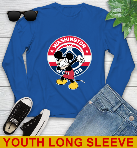 Washington Wizards NBA Basketball Dabbing Mickey Disney Sports Youth Long Sleeve 10