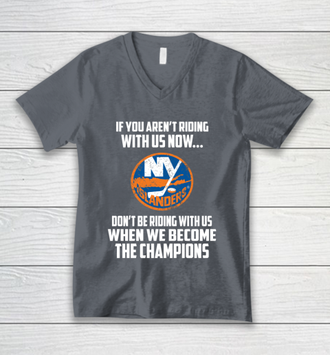 NHL New York Islanders Hockey We Become The Champions V-Neck T-Shirt 4