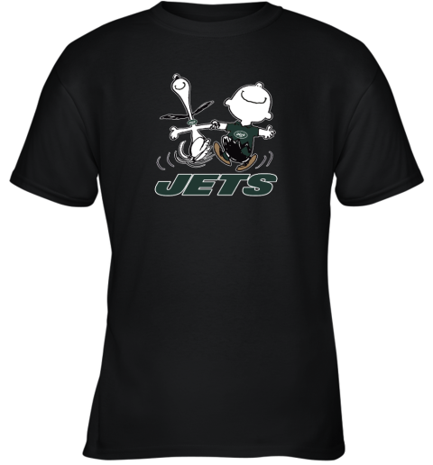 Snoopy And Charlie Brown Happy New York Jets Fans Youth T-Shirt
