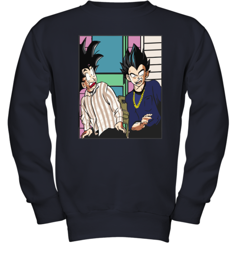 nq7j friday damn meme son goku and vegeta dragon ball shirts youth sweatshirt 47 front navy