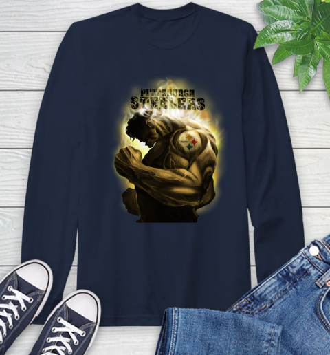 Pittsburgh Steelers NFL Football Hulk Marvel Avengers Sports Long Sleeve T-Shirt 3