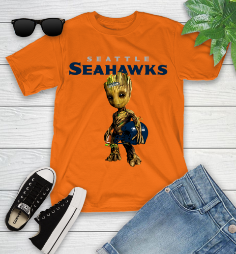 Seattle Seahawks NFL Football Groot Marvel Guardians Of The Galaxy Youth T-Shirt 7