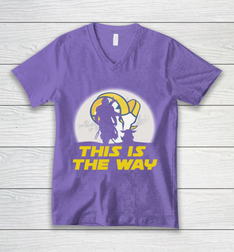 Los Angeles Rams NFL Football Star Wars Yoda And Mandalorian This Is The Way V-Neck T-Shirt 9 Los Angeles Rams NFL Football Star Wars Yoda And Mandalorian This Is The Way V-Neck T-Shirt - Image 9