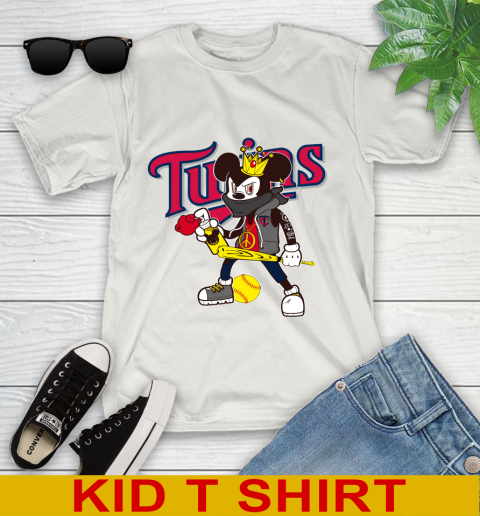 Minnesota Twins MLB Baseball Mickey Peace Sign Sports Youth T-Shirt 12