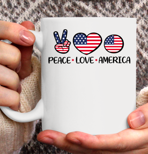 Peace Love America 4th Of July Ceramic Mug 11oz