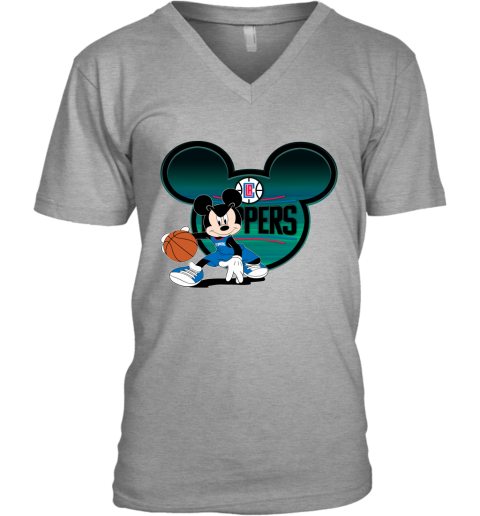 NBA LA Clippers Mickey Mouse Disney Basketball Sy9kvE0vJUm v neck unisex 8 12 eeedec front sport grey
