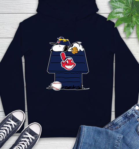 MLB Cleveland Indians Snoopy Woodstock The Peanuts Movie Baseball T Shirt Hoodie 4