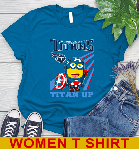 NFL Football Tennessee Titans Captain America Marvel Avengers Minion Titan Up Shirt Women's T-Shirt 8