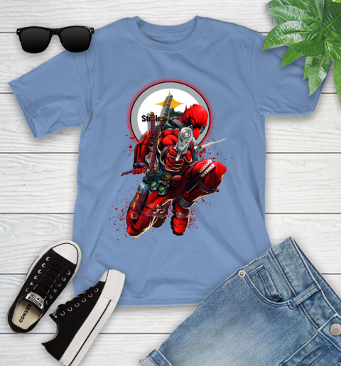 NFL Deadpool Marvel Comics Sports Football Pittsburgh Steelers Youth T-Shirt 11