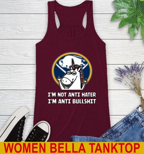 Buffalo Sabres NHL Hockey Unicorn I'm Not Anti Hater I'm Anti Bullshit Racerback Tank 3