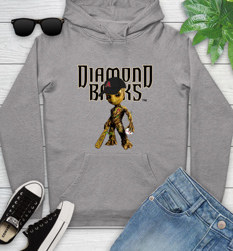 MLB Arizona Diamondbacks Groot Guardians Of The Galaxy Baseball Youth Hoodie 6