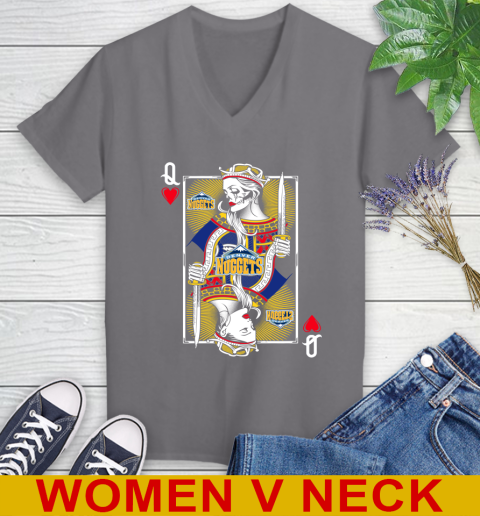 NBA Basketball Denver Nuggets The Queen Of Hearts Card Shirt Women's V-Neck T-Shirt 11