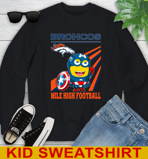 NFL Football Denver Broncos Captain America Marvel Avengers Minion Shirt Youth Sweatshirt