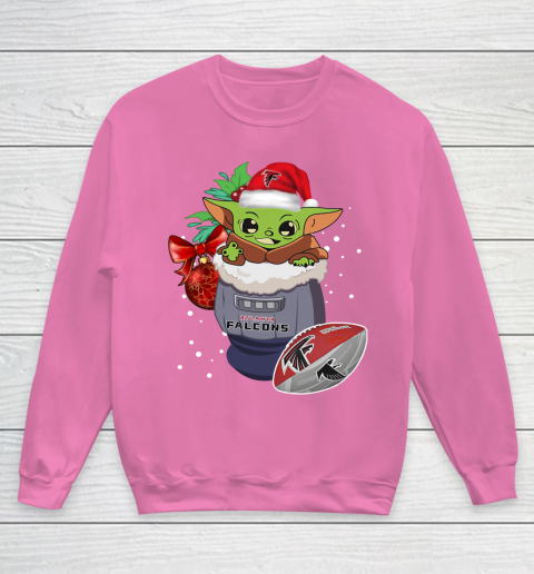 Atlanta Falcons Christmas Baby Yoda Star Wars Funny Happy NFL Youth Sweatshirt 7