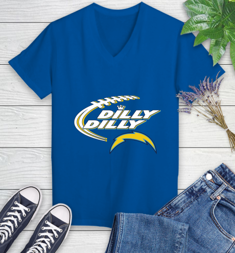 NFL Los Angeles Chargers Dilly Dilly Football Sports Women's V-Neck T-Shirt 10