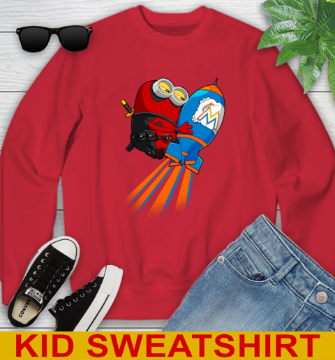 MLB Baseball Miami Marlins Deadpool Minion Marvel Shirt Youth Sweatshirt 8 MLB Baseball Miami Marlins Deadpool Minion Marvel Shirt Youth Sweatshirt - Image 8