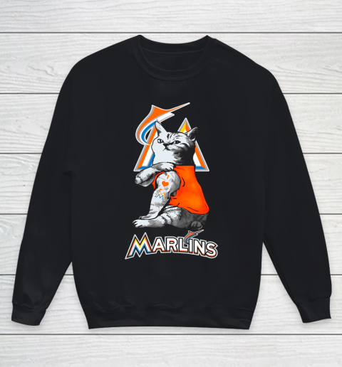 MLB Baseball My Cat Loves Miami Marlins Youth Sweatshirt