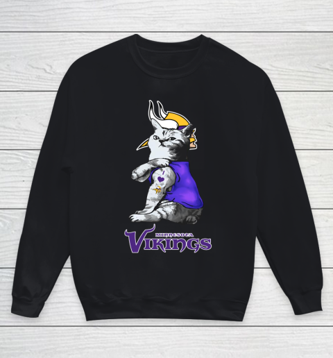 NFL Football My Cat Loves Minnesota Vikings Youth Sweatshirt