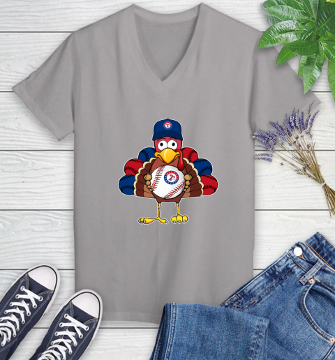 Texas Rangers Turkey thanksgiving Women's V-Neck T-Shirt 4