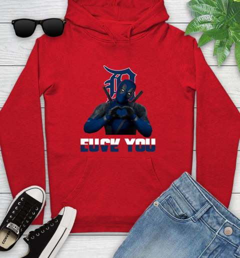 MLB Detroit Tigers Deadpool Love You Fuck You Baseball Sports Youth Hoodie 12