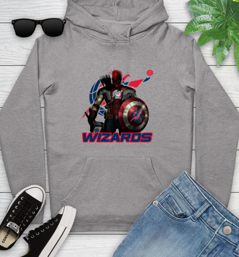Washington Wizards NBA Basketball Captain America Thor Spider Man Hawkeye Avengers Youth Hoodie 6
