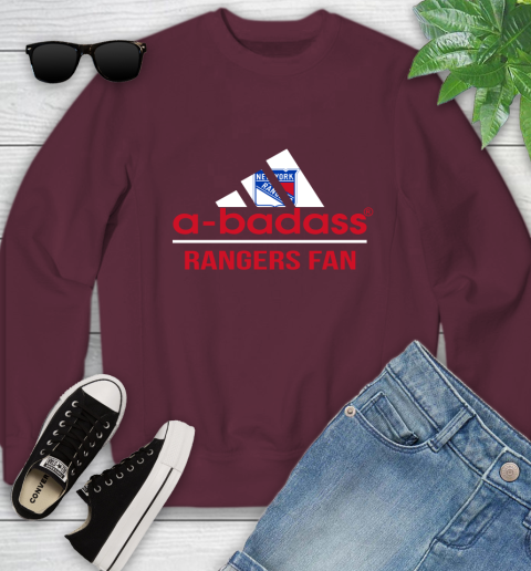 NHL A Badass New York Rangers Fan Adidas Hockey Sports Youth Sweatshirt 4
