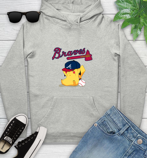 MLB Pikachu Baseball Sports Atlanta Braves Youth Hoodie
