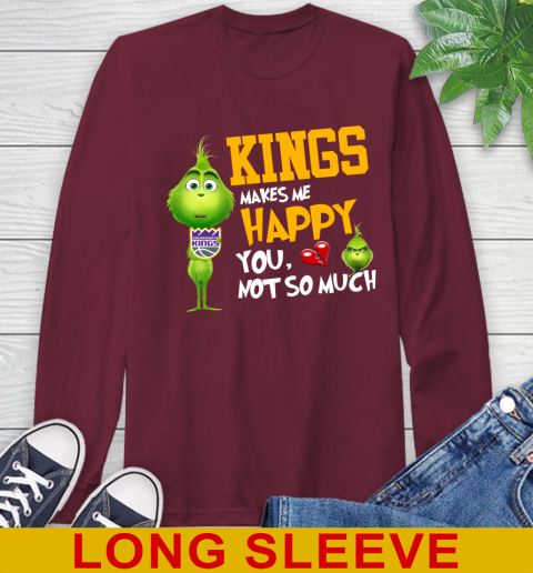 NBA Sacramento Kings Makes Me Happy You Not So Much Grinch Basketball Sports Long Sleeve T-Shirt 7