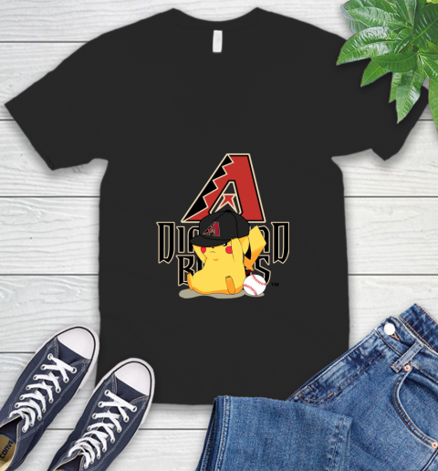 MLB Pikachu Baseball Sports Arizona Diamondbacks V-Neck T-Shirt 2