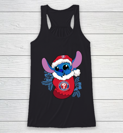 Philadelphia Phillies Christmas Stitch In The Sock Funny Disney MLB Racerback Tank