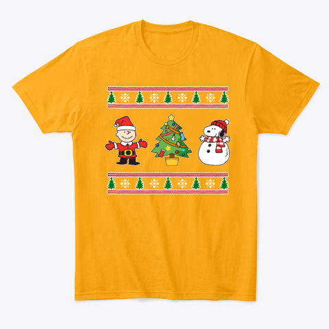 cjv6 snoopy and woodstock ugly christmas classic t shirt 2 front gold