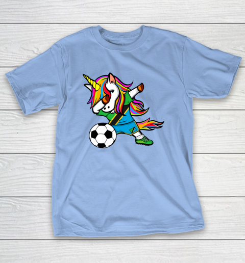 Dabbing Unicorn Tanzania Football Tanzanian Flag Soccer T-Shirt 23