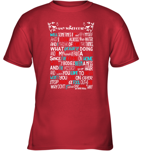 vlst amy winehouse valerie song lyrics shirts youth t shirt 26 front red