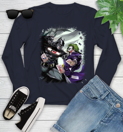 Carolina Hurricanes NHL Hockey Batman Fighting Joker DC Comics Youth Long Sleeve 3