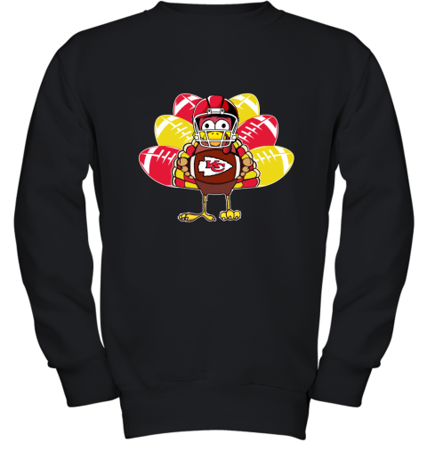 Kansas City Chiefs Turkey Football Thanksgiving Youth Sweatshirt